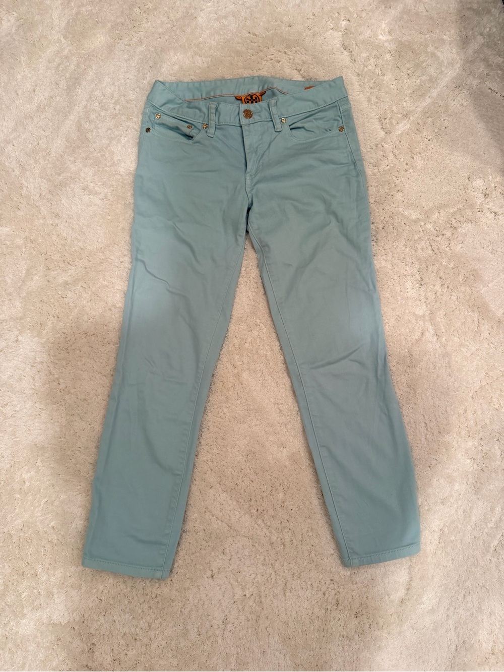 Tory Burch Women’s Light Teal Slim Straight Jeans